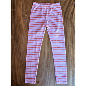 Girls Hanna Andersson Pink Orange Striped Leggings US 8